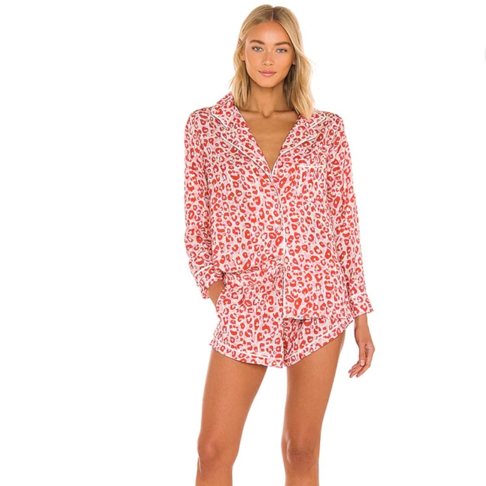 Revolve X Plush - Leopard Silk PJ Set NWT